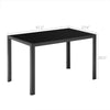 Black Dining Rectangle Table and 4 PU Chairs Set Kitchen Dinning Room Furniture