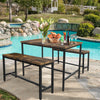 Wooden Dining Table Vintage Retro Furniture Rustic Metal Kitchen Breakfast Bench