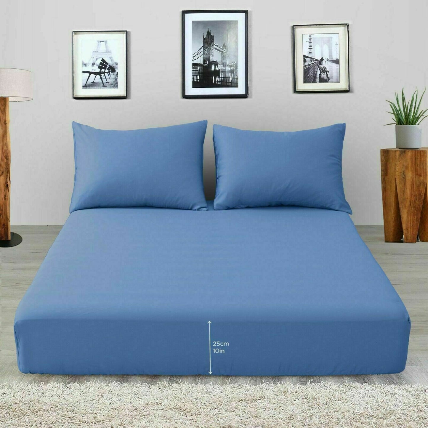 Full 25cm Fitted Sheet Bed Sheets 100% Poly Cotton Single Double King King Size