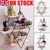 3 Tier Floating Shelves Metal Wood Wall Shelf Hanging Decor Storage Display Rack