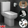 Luxury Square Toilet Seat Heavy Duty White Soft Close Top Quick Release Hinges