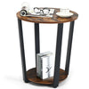 2-Tier Industrial Round End Table Coffee Snack Table Laptop Stand Nightstand