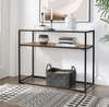 Industrial Console Table Vintage Glass Furniture Side Hallway Rustic Metal Shelf