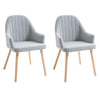 Set Of 2 Elegant Tub Velvet-Feel Dining Chairs w/ Wood Legs Metal Frame Grey