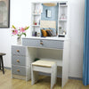 Modern Dressing Table Stool Set Makeup Desk w/ Mirror & 4 Drawers Bedroom UK