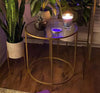 Round Glass Top Side Table End Coffee Tea Cocktail Modern Bedside Plant Stand