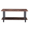 Large Industrial Coffee Table 2-Tier Wooden Center Table Side Table Living Room