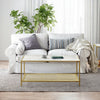Coffee Tea Table with Storage, with Tempered Glass Top Shelf Cocktail Table Gold