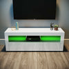 White TV Unit Cabinet LED Living Room Set Entertainment Modern High Gloss Stand