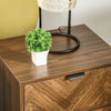 Two-Drawer Herringbone Bedside Table Home Side Cabinet Bedroom Storage Brown