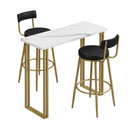 Bar Table and 2 Stools Set Breakfast Counter Height Kitchen Dining Room HT