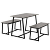 4-Seater Dining Table Set with 2 Benches Breakfast Kitchen Furniture Steel Frame