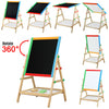 Kids Adjustable-Height 2 In 1 Wooden Easel Black/White Children Drawing Board