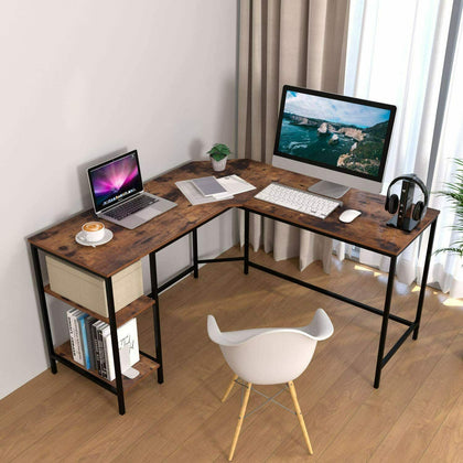 Corner Computer Desk L-shaped PC Table Workstation Home Office Study Furniture