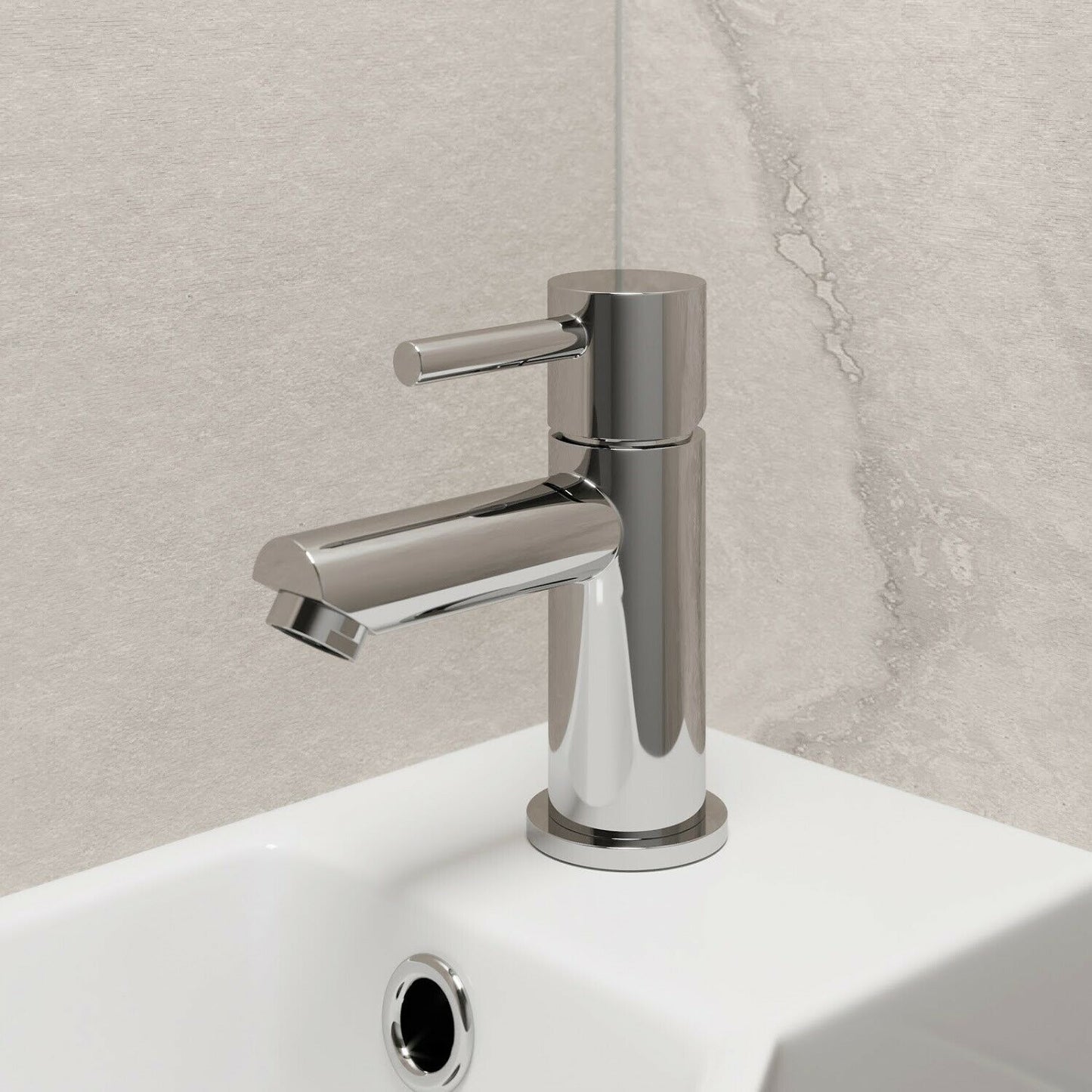 Modern Chrome Bathroom Sink Twin Taps Bath Filler Shower Mixer Basin Mini Mixer