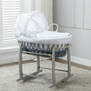 Full Set Grey Wicker Moses Basket With Mattress,Bedding sets, Rocking Stand