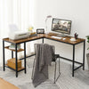 HOOBRO Computer Desk L-Shaped Corner Desk Office Writing Desk with 2 Shelves