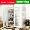 4 Tier Shoes Storage Cabinet White Shoe Organiser Shelf Rack Stand Unit Shelving