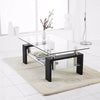 Rectangle Glass Coffee Table Modern Living Room Furniture Shelf White Black Wood