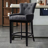 High Bar Stool Studs Linen Fabric Breakfast Kitchen Counter Chair Seat Barstool
