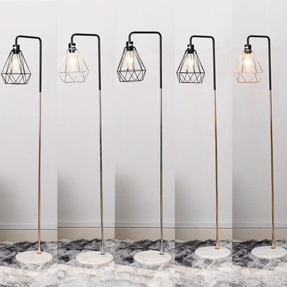 Tall Floor Standing Lamp Reading Room Table Lamps w/ Retro Lampshade+Marble Base