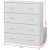 Great! Sideboard with 4 Drawers White Organiser Cupboard Cabinet Chest Unit