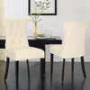 2/4 PU Leather Dining Chairs Thick Padded Seat High Back With Buttons Wood Legs
