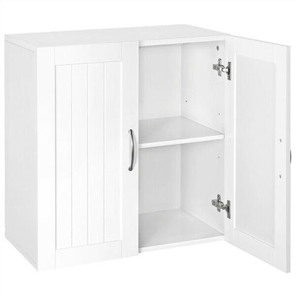 Double Door Bathroom Wall Cabinet Storage Cupboard w/3 Tiers Adjustable Shelves