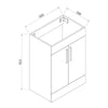 Modern Bathroom Vanity Unit with Basin Sink Storage Cabinet Furniture 600 White