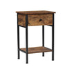 Rustic Wooden Side Table with 1 Drawer&Shelves End Table for Bedroom Living Room