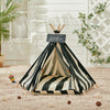 Foldable Stripe Pet Tent Canvas Cats Dogs Teepee House Puppy Kennel with Cushion
