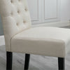 4x Beige Button Tufted High Back Dining Chairs Fabric Upholstered Kitchen Room