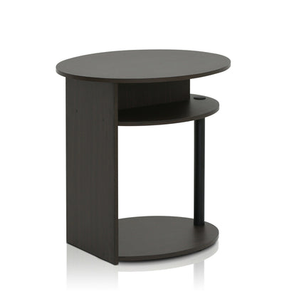 Furinno JAYA Simple Design Oval Coffee End Table Side Table With Shelves