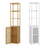 Bathroom Tall Cabinet 3-Tier Bamboo Shelves Storage Uint Cupboard Shelving