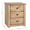 Bedside Chest 3 Drawer Solid Waxed Pine Rustic Bedroom Storage Unit