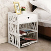 Bedroom White Cabinet Bedside Table Nightstand With Drawer Storage Organise Unit