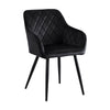 2 Pcs Dining Chairs With Armrests Velvet / PU Cushions Diamond Pattern Backrests