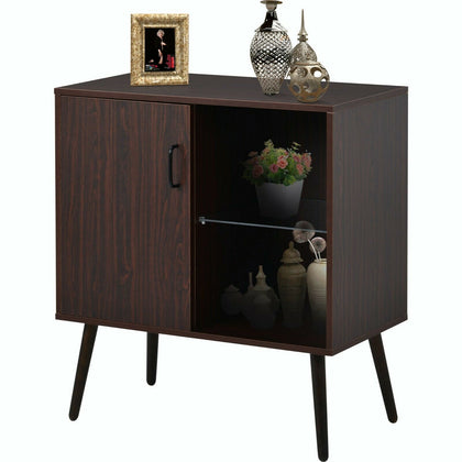 76*40*83.5cm Retro Storage Cabinet Sideboard Cupboard W/ Glass and Metal Handle