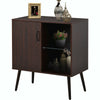 76*40*83.5cm Retro Storage Cabinet Sideboard Cupboard W/ Glass and Metal Handle