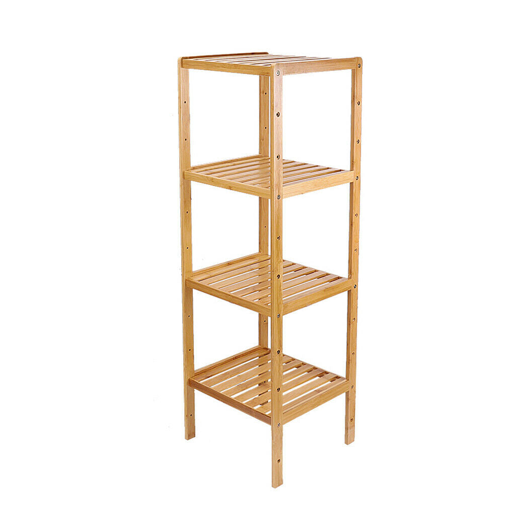 Bamboo Bathroom Shelf Standing Kitchen Rack 14x13x43.3" for Narrow Space Hallway