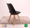 Set of 4 Black Lorenzo Dining Chair with Padded Seat Eiffel Inspired Wooden Legs