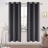2 Panels Grey Curtains Polyester Ready Made Ring Top Bedroom Curtains Blackout