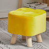 Luxury Padded Wooden Footstool Ottoman Square/Round Pouffe Stool Wood 4 Legs UK