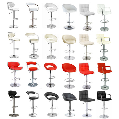 PU Leather Breakfast Bar Stool Swivel Kitchen Chrome Metal Base with Gas Lift