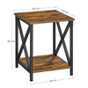 Side Table End Table X-Shape Steel Frame with Storage Shelf Nightstand