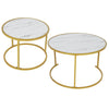 2pcs Marble Vein Round Coffee Tables Set Sofa Side Nested End Tables Living Room