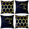 4 Pack Gold Metallic Velvet Cushion Covers Marble Hexagon 18 inch 45 cm Square