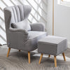 Vintage Fabric Upholstered Armchair Fireside Chair & Footstool Home Furniture