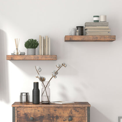 HOOBRO Floating Shelves Set of 2 Bookshelf Wall Mounted Shelves Storage Shelves