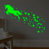 Unicorn Wall Stickers Kids Glow In The Dark Room Decor Decal Bedroom UK